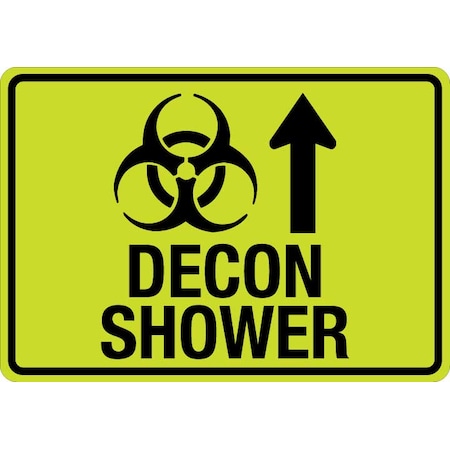 Sign, Decon Shower [Up Arrow] (W Sym), LCUV-0114ST-RD_14x10